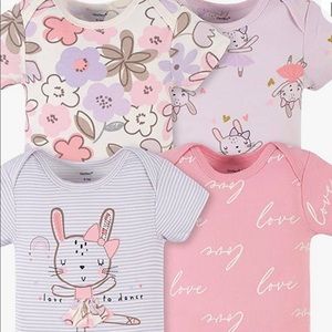 Gerber baby-girls 4-pack Short Sleeve Onesies